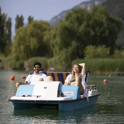 Mit dem Tretboot auf dem Kalterersee