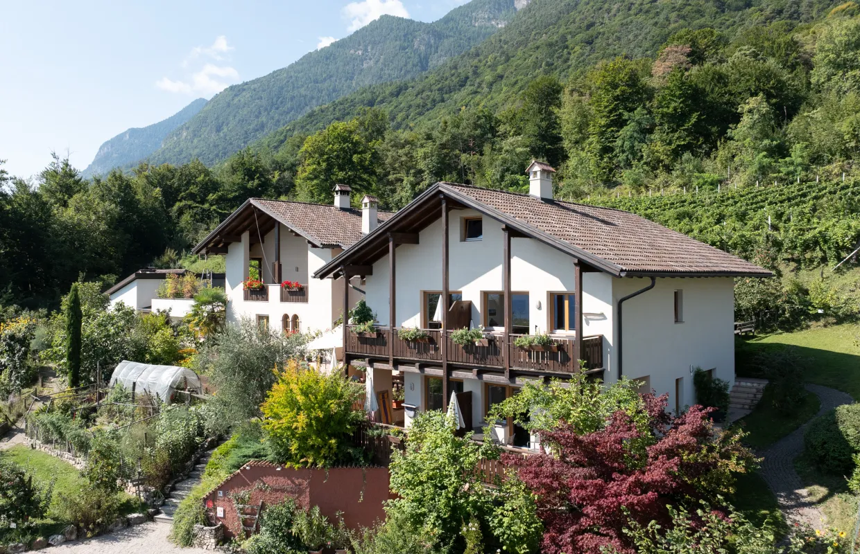 Blick auf den Dissertorihof in Kaltern
